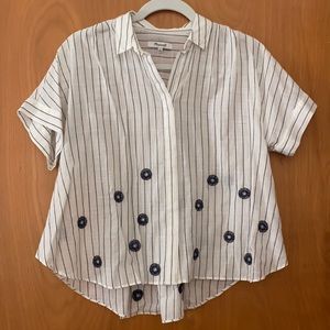 Linen blend Daily Shirt with navy stripes